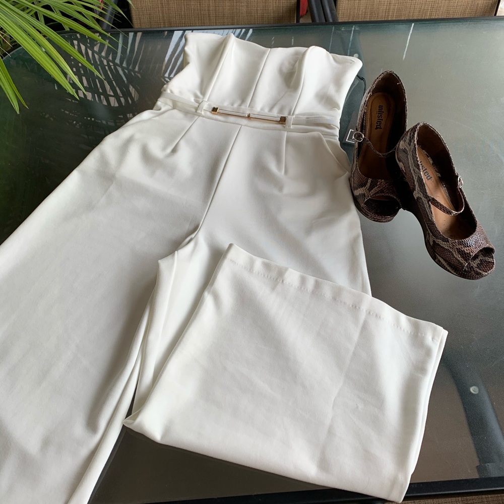 White Strapless Jumpsuit